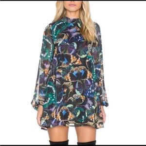Show me Your Mumu Junebug Bell Dress Size Small Mini Dress Butterfly Print